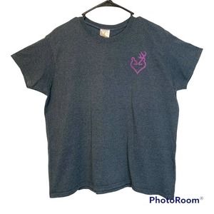 Browning Buckmark Fitted Tee Gray / Purple Short Sleeve T-Shirt Womens Size L